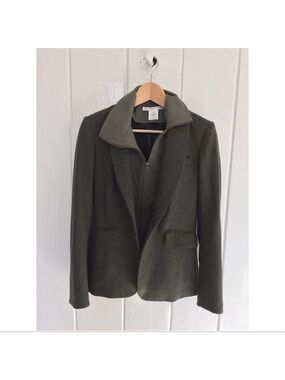 $258 Veronica Beard Dickey jacket Insert Olive Army Green dual zip